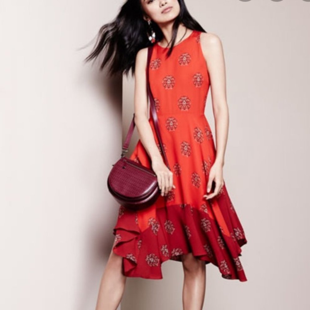 A.L.C. Elisa Silk Red Midi Dress Size 4 - Picture 1 of 7
